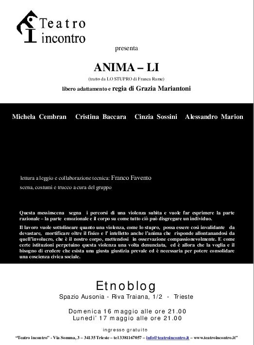 Franco Favento for Teatro Incontro, 2010: ANIMA-LI / Locandina - Affiche - Poster