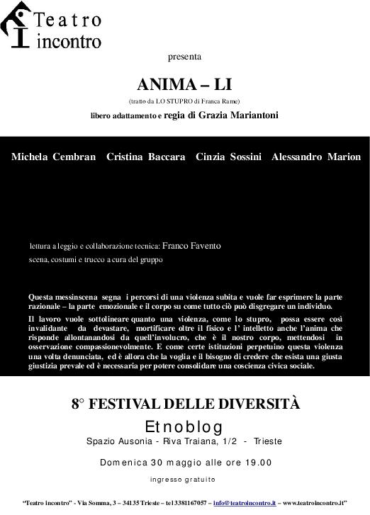 Franco Favento for Teatro Incontro, 2010: ANIMA-LI / Locandina - Affiche - Poster